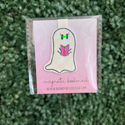 MAGNETIC BOOKMARK |  Original Artwork by Brandy Bell - GHOST WITH BOOK (PINK)