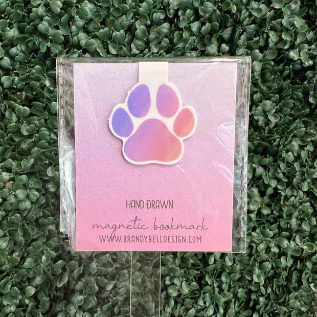 MAGNETIC BOOKMARK |  Original Artwork by Brandy Bell - PURPLE & PINK PAW