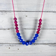 BEADED NECKLACE - Waxed Cotton Necklace   ||  <BR> Pink & Periwinkle (Adjustable)