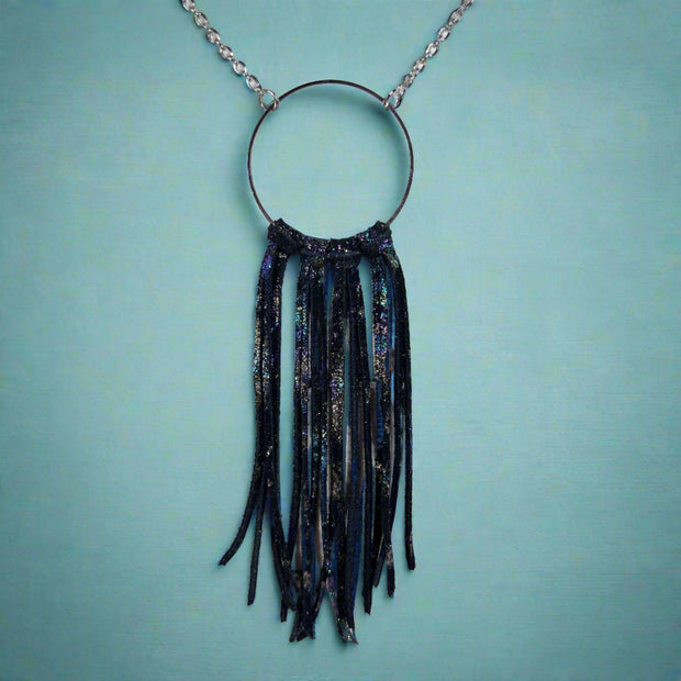 ASH (NECKLACE) - Leather Necklace   ||  <BR> IRIDESCENT NORTHERN LIGHTS