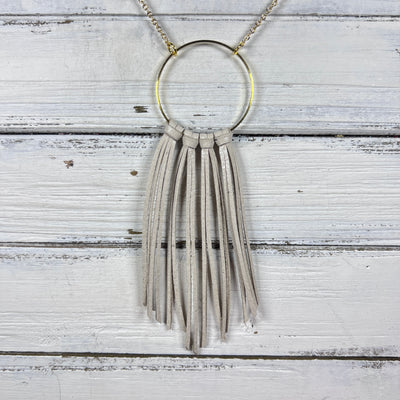 ASH (NECKLACE) - Leather Necklace   ||  <BR> GLAZED NUBUCK IVORY