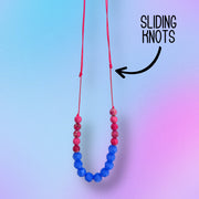 BEADED NECKLACE - Waxed Cotton Necklace   ||  <BR> Pink & Periwinkle (Adjustable)