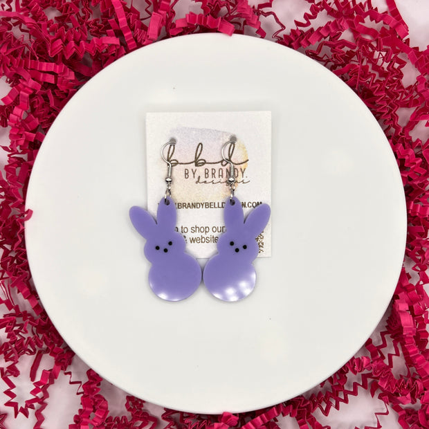 ACRYLIC EARRINGS || <BR> BUNNY WITH FACE (GLOSSY LAVENDER)