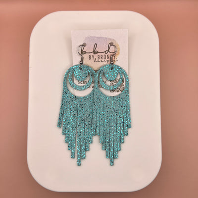 AURORA - Leather Earrings  ||  <BR>  SPARKLE AQUA