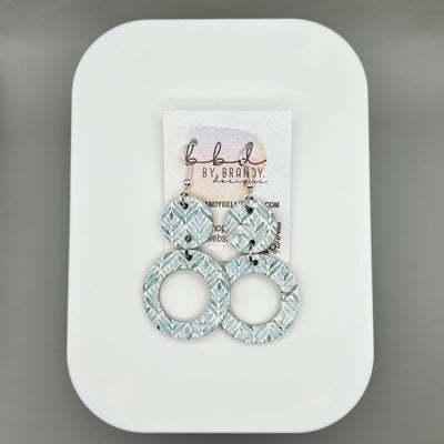 COCO - Leather Earrings  ||  <BR> ARABESQUE SEAFOAM LEAVES (CORK ON LEATHER)