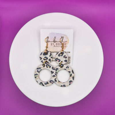 COCO - Leather Earrings  ||  <BR> PASTEL LEOPARD (CORK ON LEATHER)