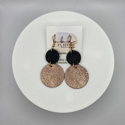 CALLIE - Leather Earrings  ||  <BR> SHIMMER BLACK, <BR> SHIMMER VINTAGE PINK