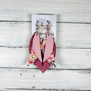 ANDY - Leather Earrings  ||  <BR>  MATTE LIGHT PINK, <BR> PINK CHEETAH PRINT MULTICOLOR FLORAL,  <BR> PEARLIZED PINK COBRA