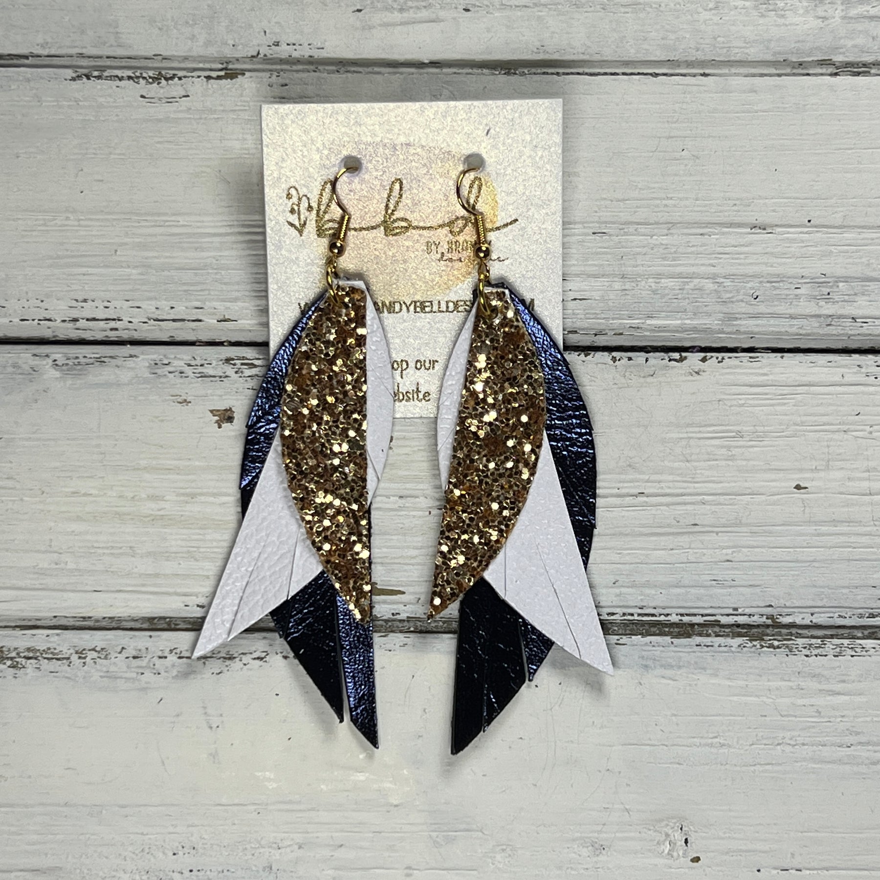 Navy hot sale leather earrings