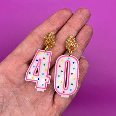 Acrylic Hand-Painted Birthday "Candle" Studs  By Brandy. Designs ||  Sold Individually so you can select your perfect pair!