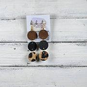 DAISY - Leather Earrings  ||  <BR>  DISTRESSED BROWN, <BR> MATTE BLACK,  <BR> LEOPARD PRINT