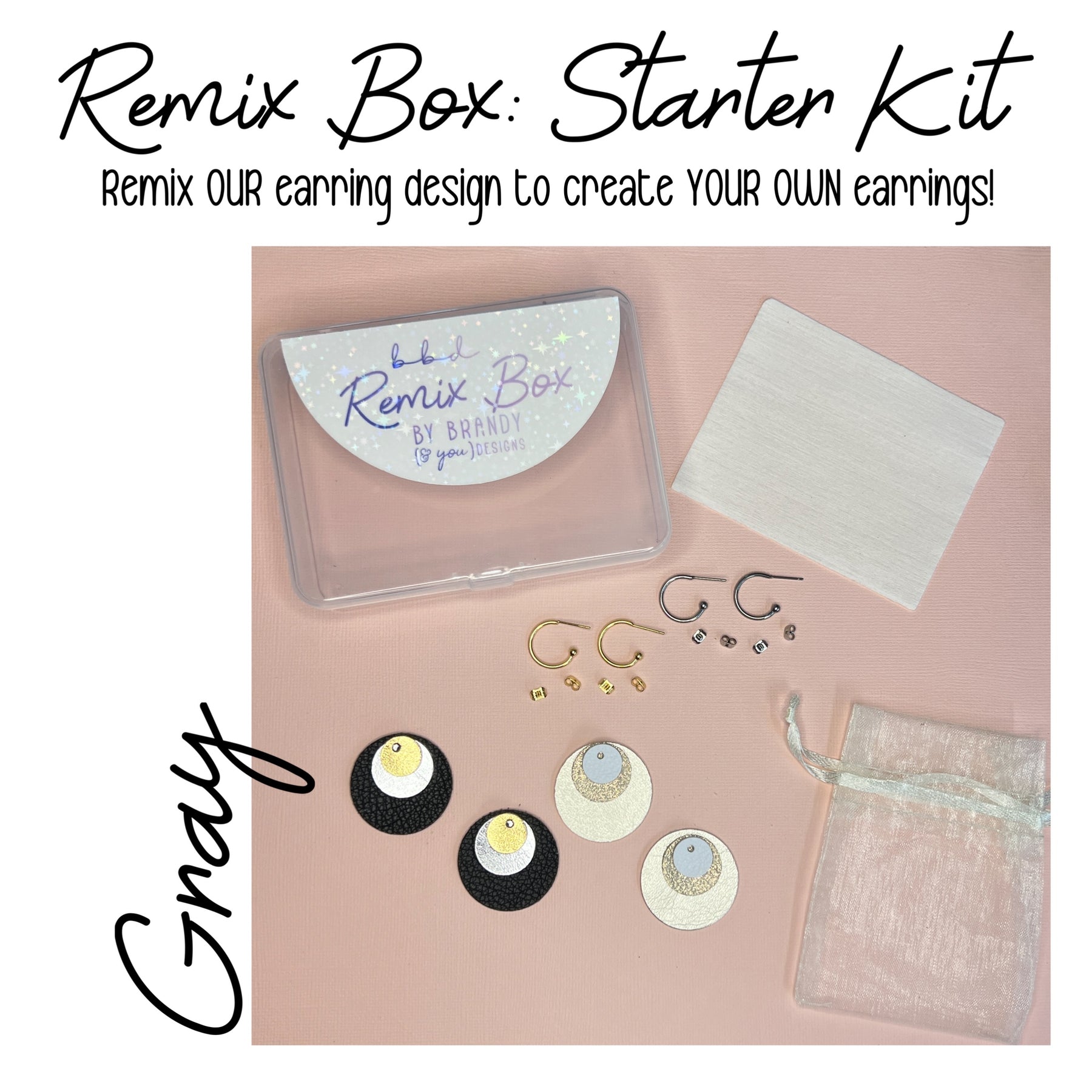 REMIX BOX: STARTER KIT (GRAY)  Leather Earrings by Brandy Bell Design