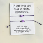 BACK TO SCHOOL Bracelet Set - Purple with purple heart bead