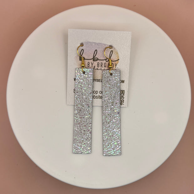 FINN - Leather Earrings  ||  IRIDESCENT CRACKLE ON WHITE