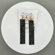 FINN - Leather Earrings  ||  SHIMMER DISTRESSED BLACK & SILVER