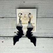 ACRYLIC EARRINGS || <BR> BLACK BATS (LARGE 3” LONG)