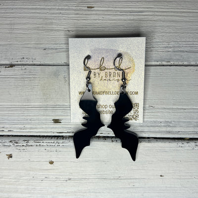 ACRYLIC EARRINGS || <BR> BLACK BATS (SMALL 2.5” LONG)