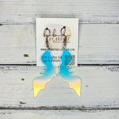 ACRYLIC EARRINGS || <BR> IRIDESCENT BATS (LARGE 3” LONG)