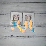 ACRYLIC EARRINGS || <BR> IRIDESCENT BATS (LARGE 3” LONG)