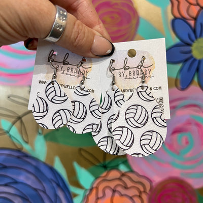 ZOEY (3 sizes available!) -  Leather Earrings  ||   VOLLEYBALL PRINT  (FAUX LEATHER)