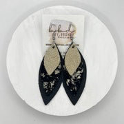 DOROTHY -  Leather Earrings  ||   <BR> METALLIC GOLD SMOOTH, <BR> IRIDESCENT NORTHERN LIGHTS, <BR> MATTE PURPLE (Copy)