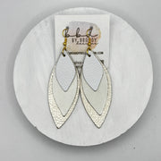 DOROTHY -  Leather Earrings  ||   <BR> MATTE WHITE,<BR> PEARL WHITE, <BR> METALLIC CHAMPAGNE PEBBLED