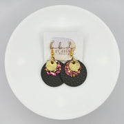 GRAY -  Leather Earrings  ||   <BR> METALLIC GOLD SAFFIANO,<BR> PINK & GOLD GLITTER (FAUX LEATHER), <BR> MATTE OLIVE GREEN