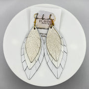 INDIA -  Leather Earrings  ||   <BR> METALLIC CHAMPAGNE PEBBLED, <BR> PEARL WHITE,  <BR> MATTE WHITE,