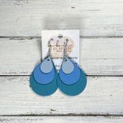 LINDSEY -  Leather Earrings  ||   <BR> MATTE LIGHT BLUE, <BR> MATTE CAROLINA BLUE, <BR> MATTE TURQUOISE