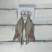 ANDY -  Leather Earrings  ||  <BR> METALLIC CHAMPAGNE COBRA, <BR> SHIMMER VINTAGE PINK, <BR> ROSE GOLD SANDS