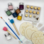 PAINT YOUR OWN EARRING KIT-  6 Wooden Stud Earrings + 3 wooden ornaments