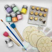 PAINT YOUR OWN EARRING KIT-  6 Wooden Stud Earrings + 3 wooden ornaments