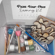 PAINT YOUR OWN EARRING KIT-  4 Dangle Wooden Earrings