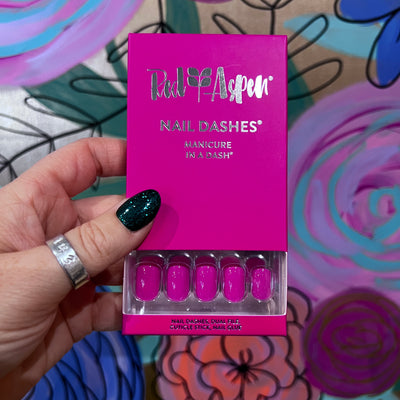 RED ASPEN NAIL DASHES- Harper Picks Peonies (short square)