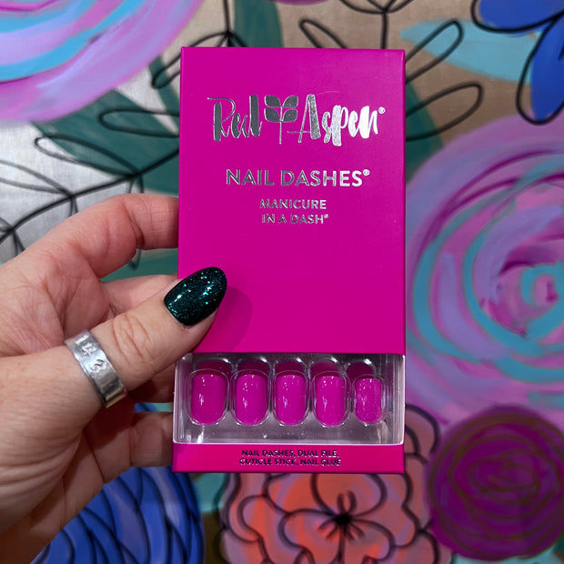 RED ASPEN NAIL DASHES- Harper Picks Peonies (short square)