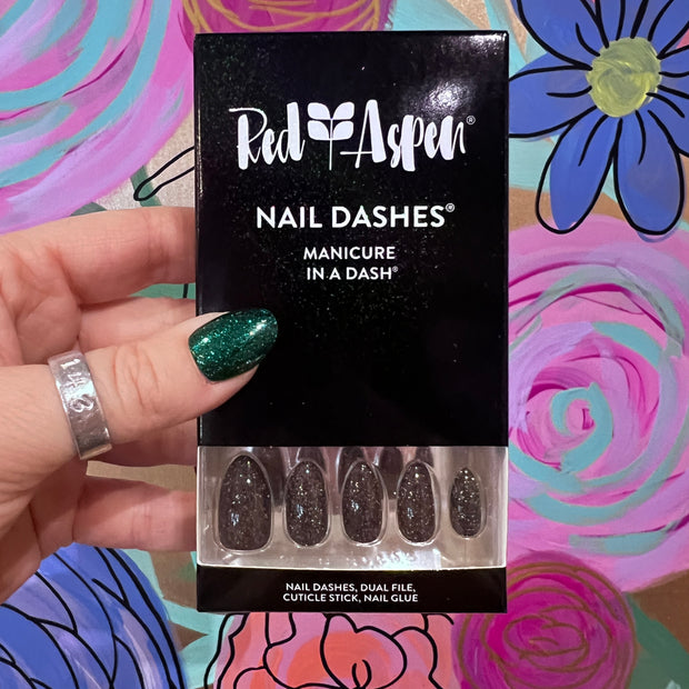 RED ASPEN NAIL DASHES- Midnight Magic, Margot (medium almond)