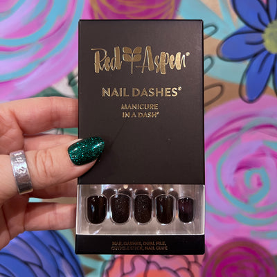 RED ASPEN NAIL DASHES- Ali's Black Tie Affair (Short Square)