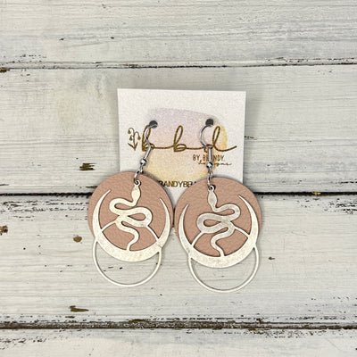 SUEDE + STEEL *Limited Edition* COLLECTION || Leather Earrings ||  <br> SILVER METAL SNAKE & MOON || <br> MATTE BLUSH PINK