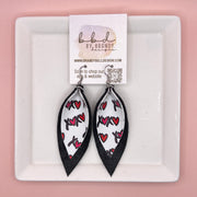 ALLIE -  Leather Earrings  ||   <BR> XOXO (FAUX LEATHER), <BR> SHIMMER BLACK