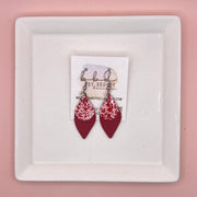 JEAN -  Leather Earrings  ||   <BR> VALENTINE RED & PINK GLITTER (FAUX LEATHER), <BR> MATTE RED