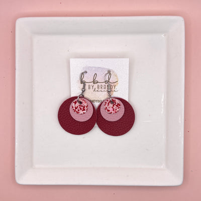 GRAY -  Leather Earrings  ||   <BR> VALENTINE RED & PINK GLITTER (FAUX LEATHER), <BR> MATTE PINK, <BR> MATTE RED