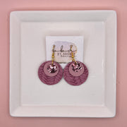 GRAY -  Leather Earrings  ||   <BR> PINK GLITTER (FAUX LEATHER), <BR> MATTE LIGHT PINK, <BR> BLUSH BRAID