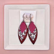 DOROTHY -  Leather Earrings  ||   <BR> MATTE PINK, <BR> GLITTER HEARTS ON WHITE (FAUX LEATHER), <BR> SHIMMER RED ON BLACK