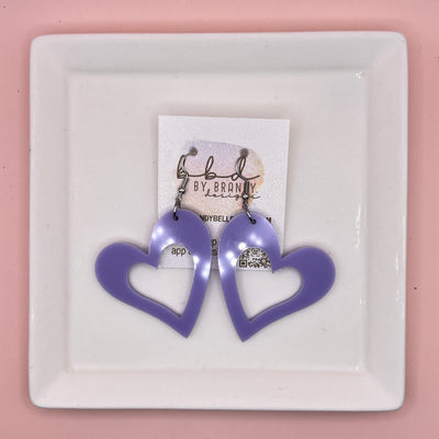 ACRYLIC OPEN HEART- Acrylic Earrings || LAVENDER