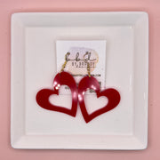 ACRYLIC OPEN HEART- Acrylic Earrings || RED