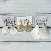 SUEDE + STEEL *Limited Edition* COLLECTION || Leather Earrings ||  <br> GOLD METAL DRAGONFLY || <br> MATTE WHITE