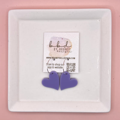 ACRYLIC HEART ON HOOP - Acrylic Earrings || LAVENDER