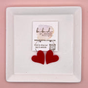 ACRYLIC HEART ON HOOP - Acrylic Earrings || RED