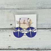 SUEDE + STEEL *Limited Edition* COLLECTION || Leather Earrings ||  <br> SILVER METAL DRAGONFLY || <br> PERIWINKLE SAFFIANO