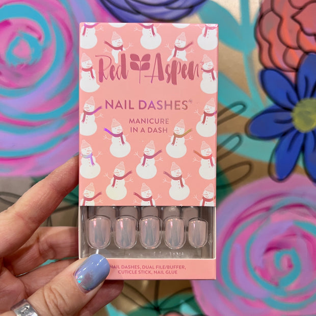 RED ASPEN NAIL DASHES- Finley's Friends With Frosty (Short Square)